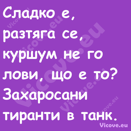 Сладко е, разтяга се, куршум не...