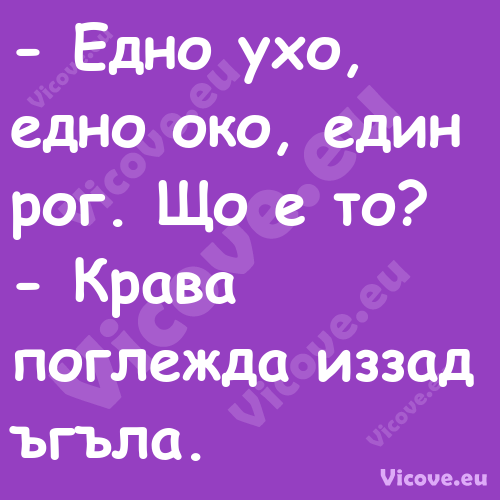  Едно ухо, едно око, един рог....