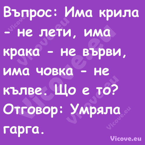 Въпрос: Има крила не лети, им...