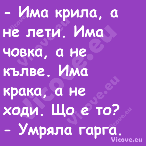  Има крила, а не лети. Има чов...