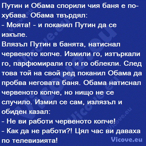 Путин и Обама спорили чия баня е по-хубава