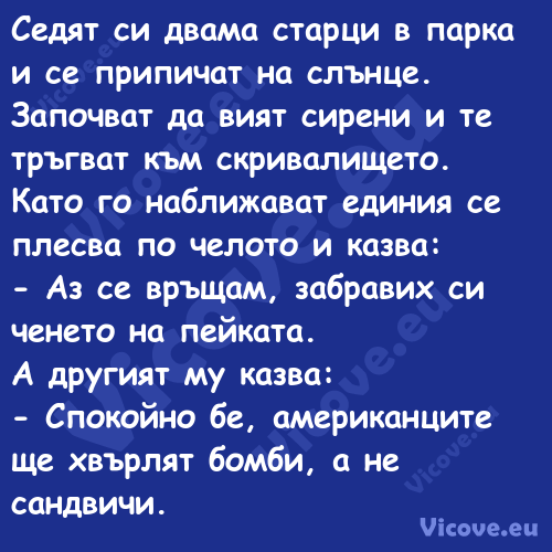 Седят си двама старци в парка и...