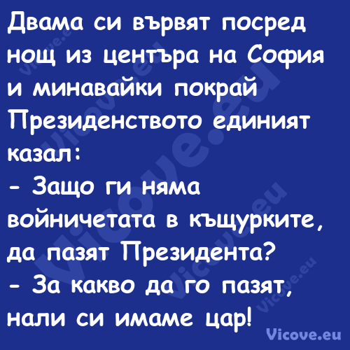 Двама си вървят посред нощ из ц...