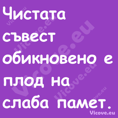 Чистата съвест обикновено е пло...