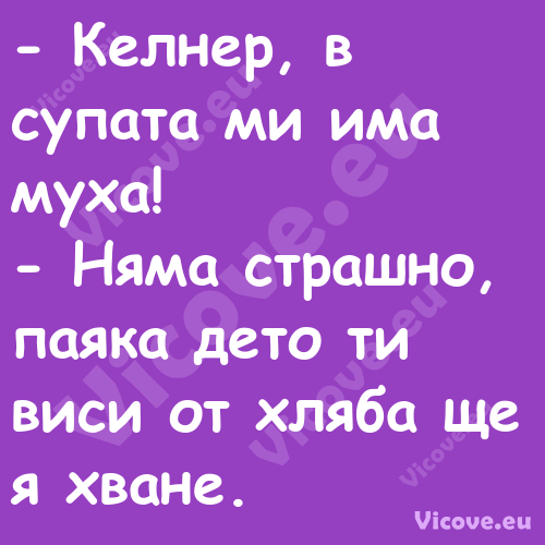  Келнер, в супата ми има муха!...