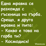 Една мравка се разхожда с гъсен...