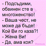 Подсъдими, обвинен сте в многоженство